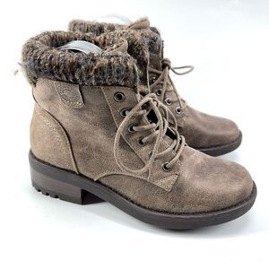 B-52 Bullboxer Brown Leather Ankle Boot Side Zip Lined Size US 7 Womens